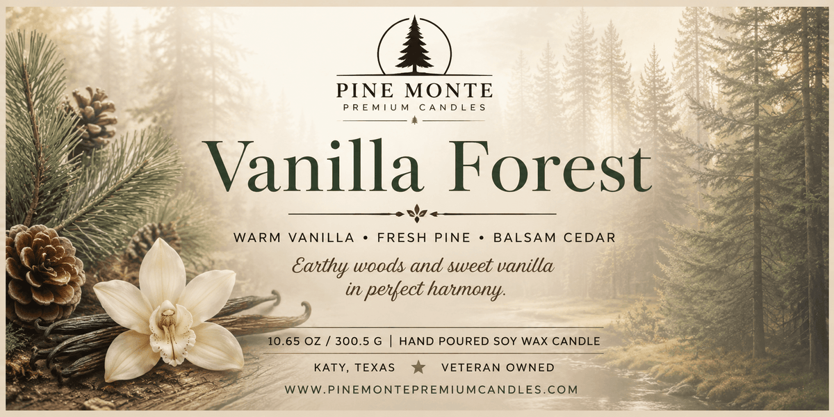 Vanilla Forest Soy Candle Cozy Vanilla Pine luxurious hand-poured scented soy candles
