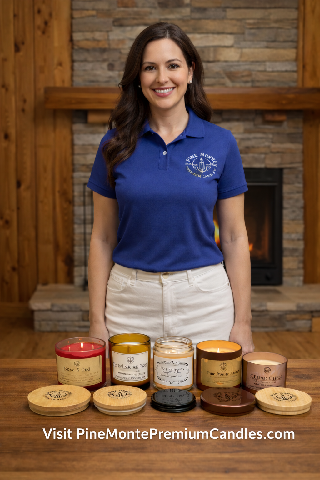 A woman presenting various candle sizes, illustrating how to choose candle size for your needs.