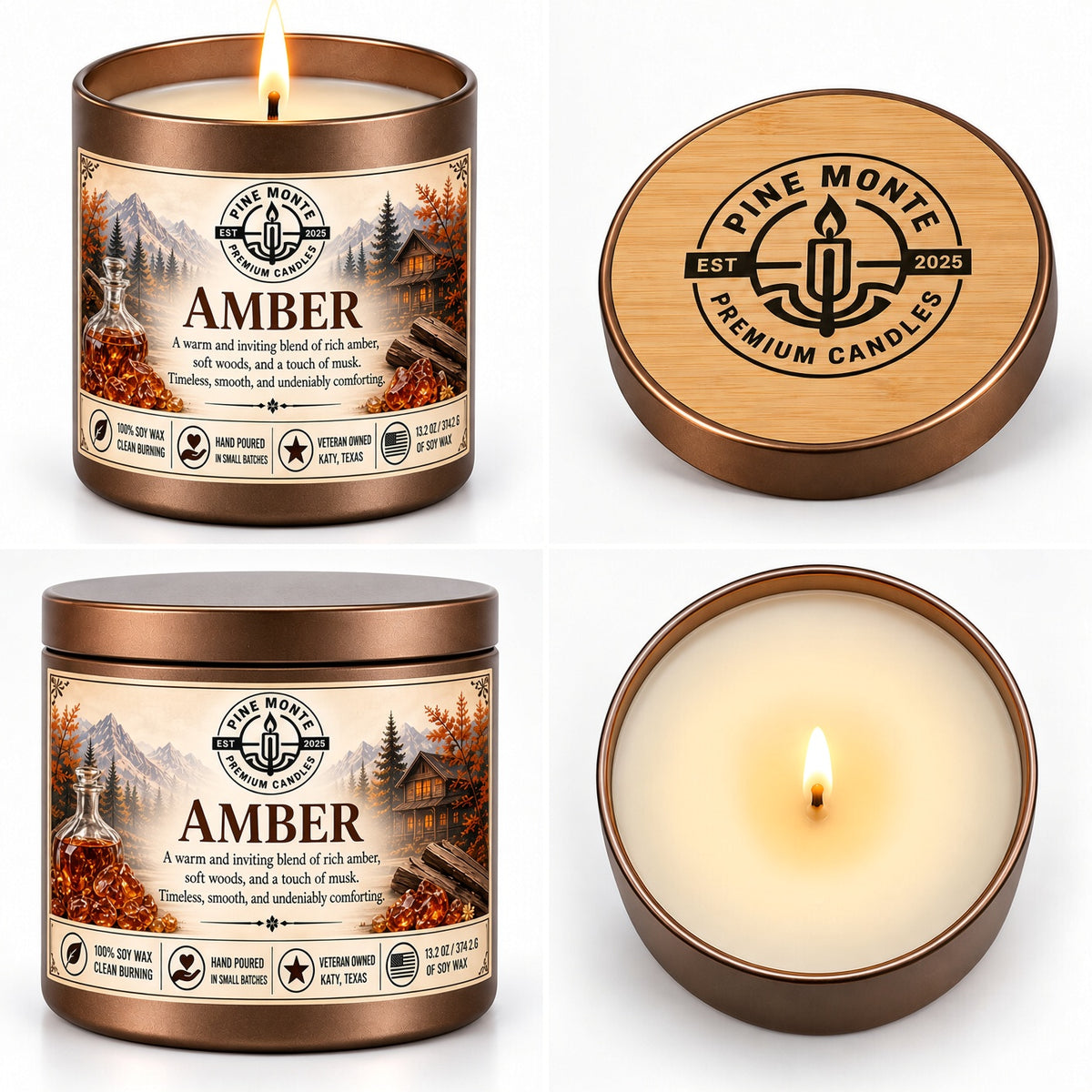 Amber Soy Candle Warm Luxury Home Fragrance Scented Candle