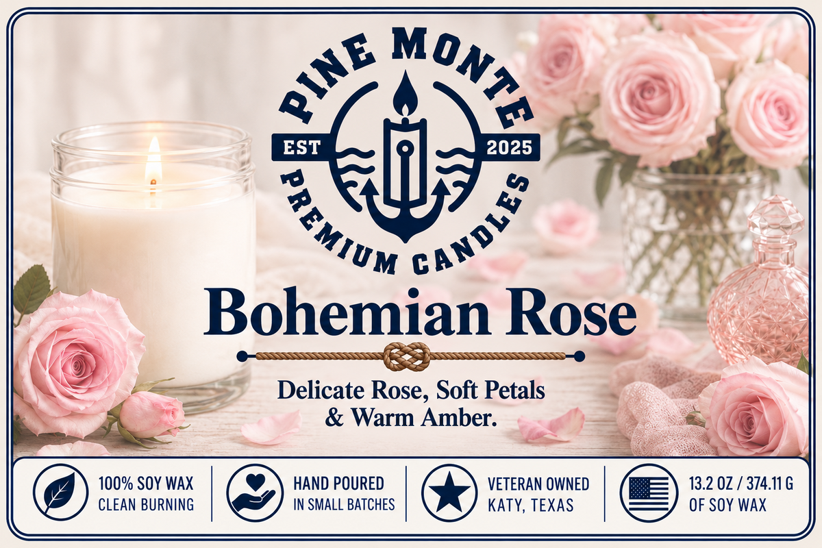 Bohemian Roses Soy Candle Romantic Floral Rose Luxury Scented Candle