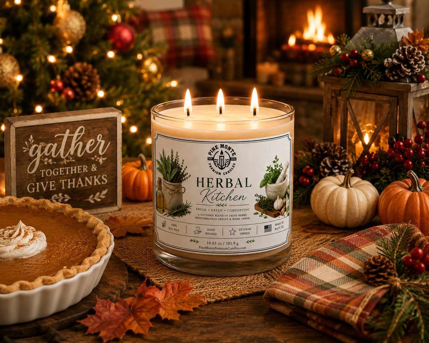 Herbal Kitchen Glow Soy Candle Basil Rosemary Clove Scented Candle