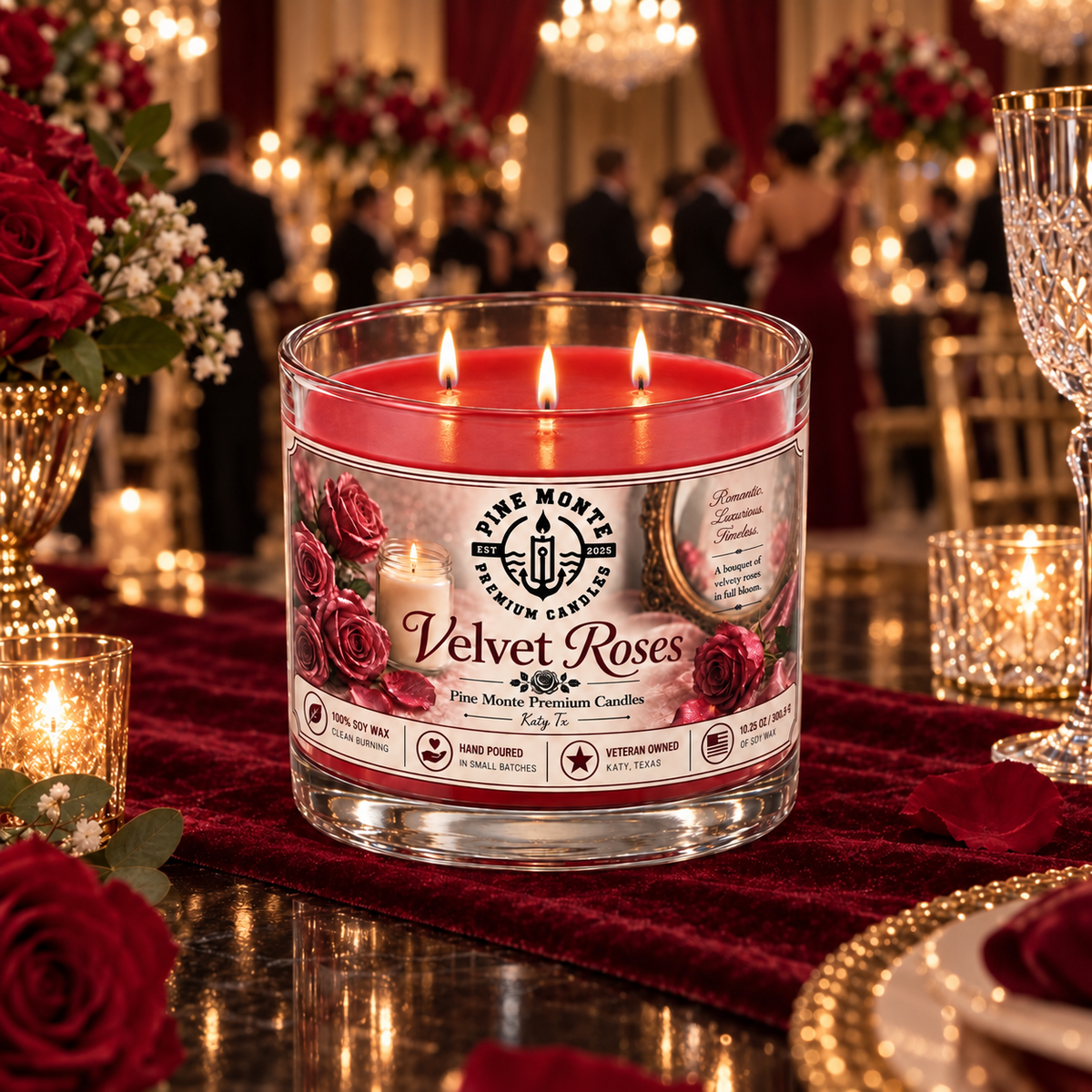 Velvet Roses Soy Candle – Romantic Floral Luxury Candle