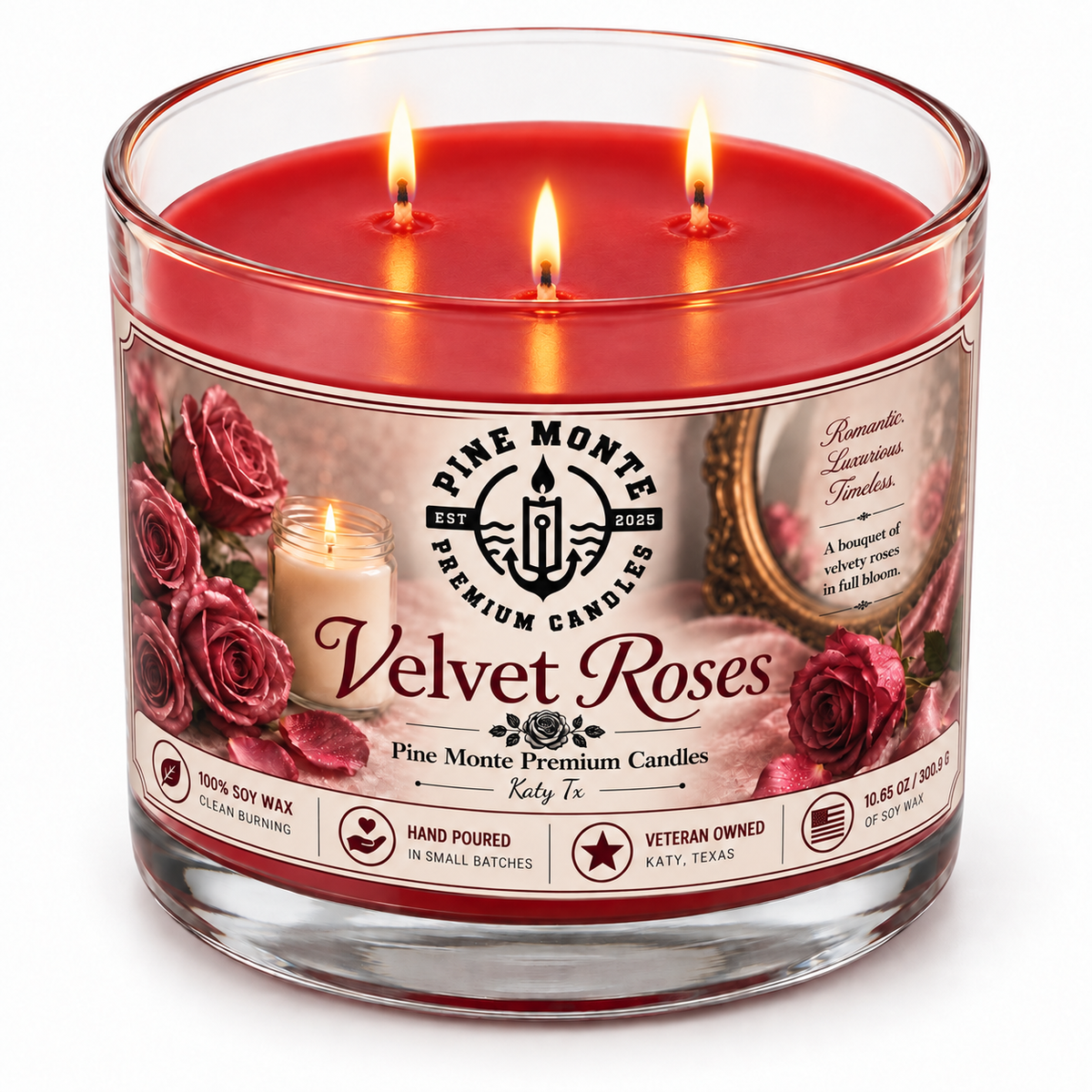 Velvet Roses Soy Candle – Romantic Floral Luxury Candle