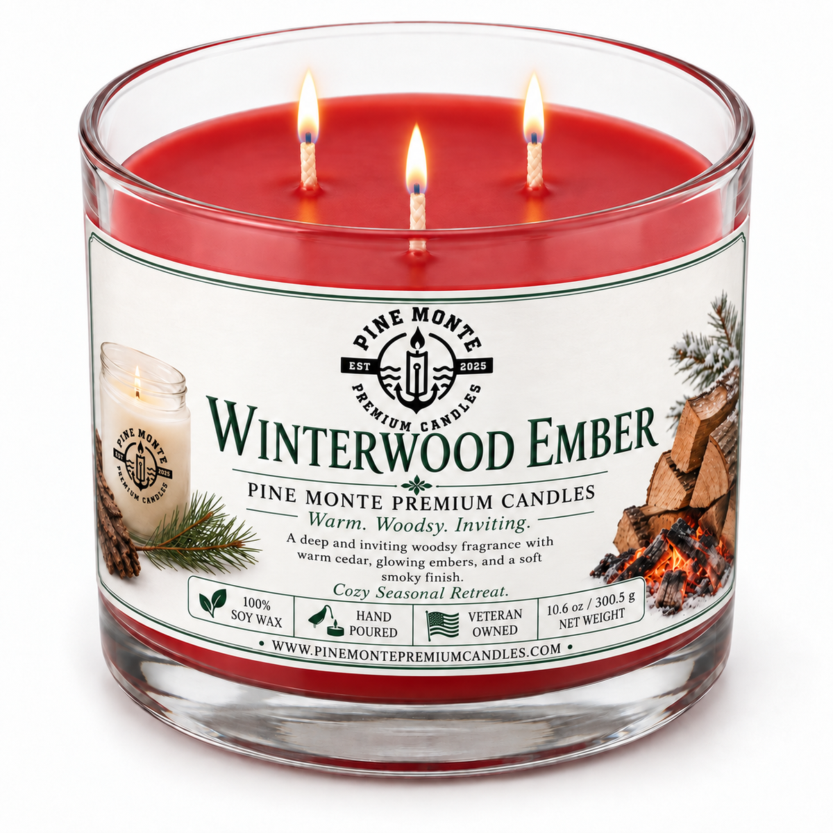 Winterwood Ember Soy Candle Cozy Woodsy Winter Luxury Scented Candle