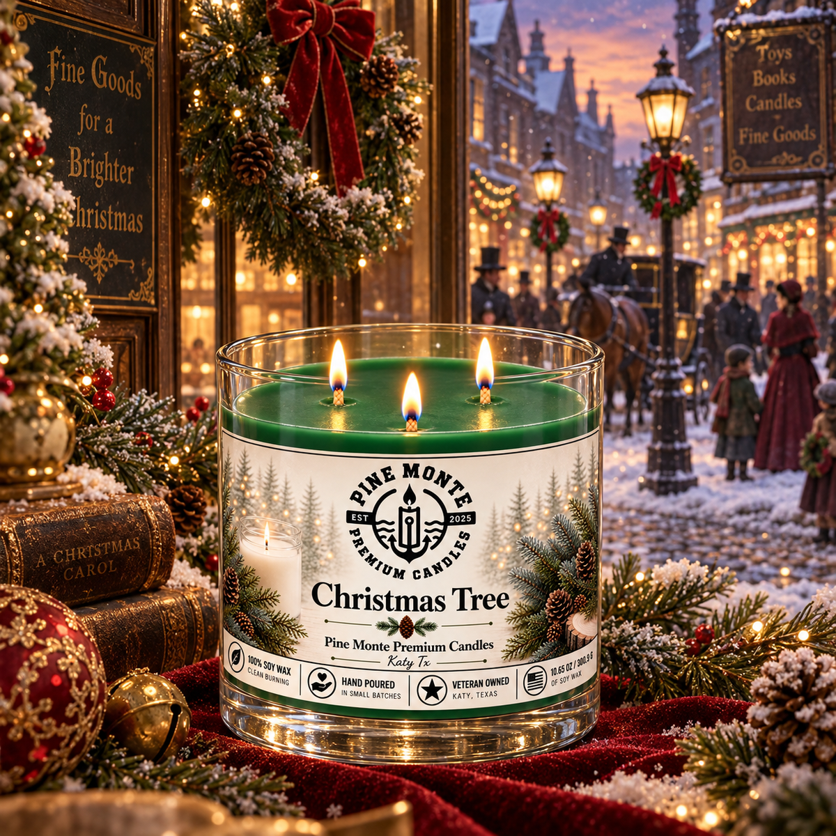 Christmas Tree Soy Candle Fresh Evergreen Holiday Scented