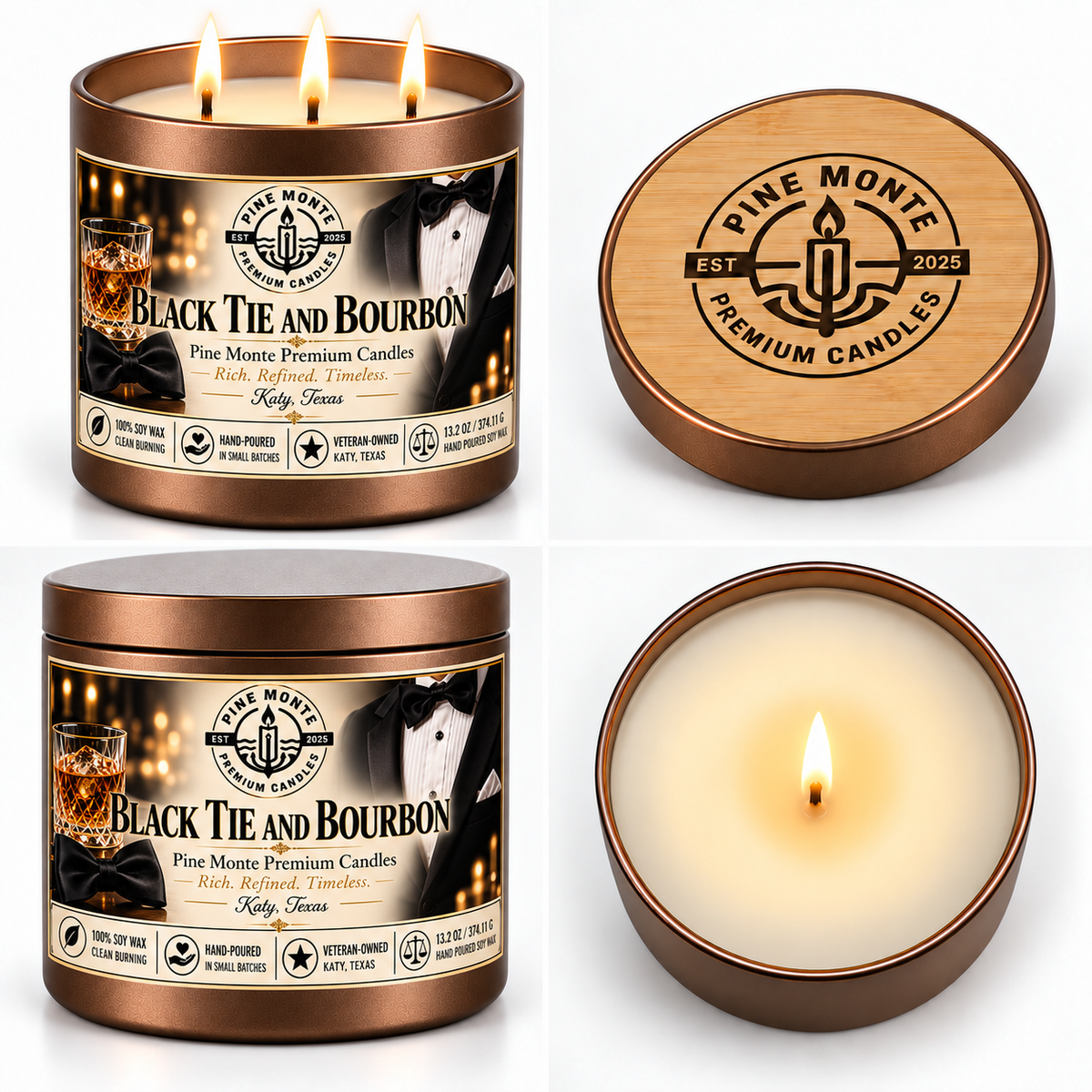 Black Tie and Bourbon Soy Candle Bold Masculine Luxury Scented Candle