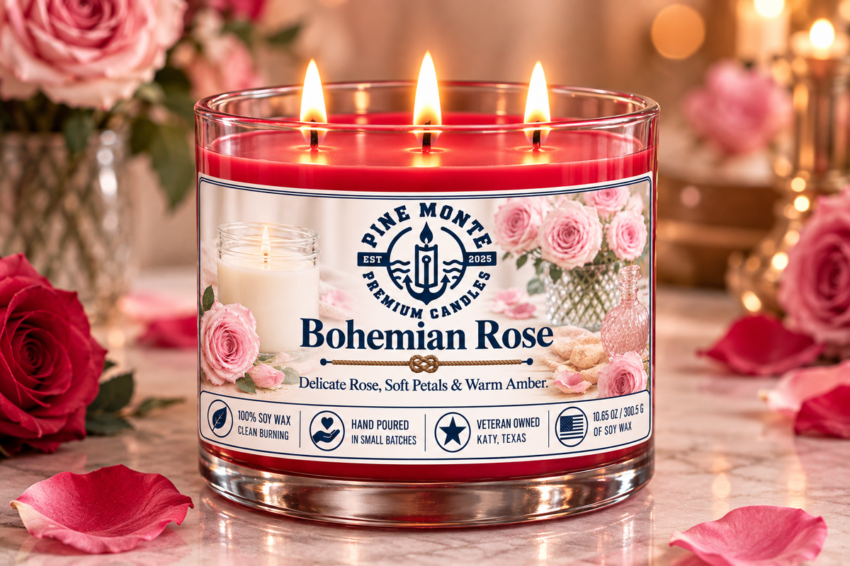 Bohemian Roses Soy Candle Romantic Floral Rose Luxury Scented Candle