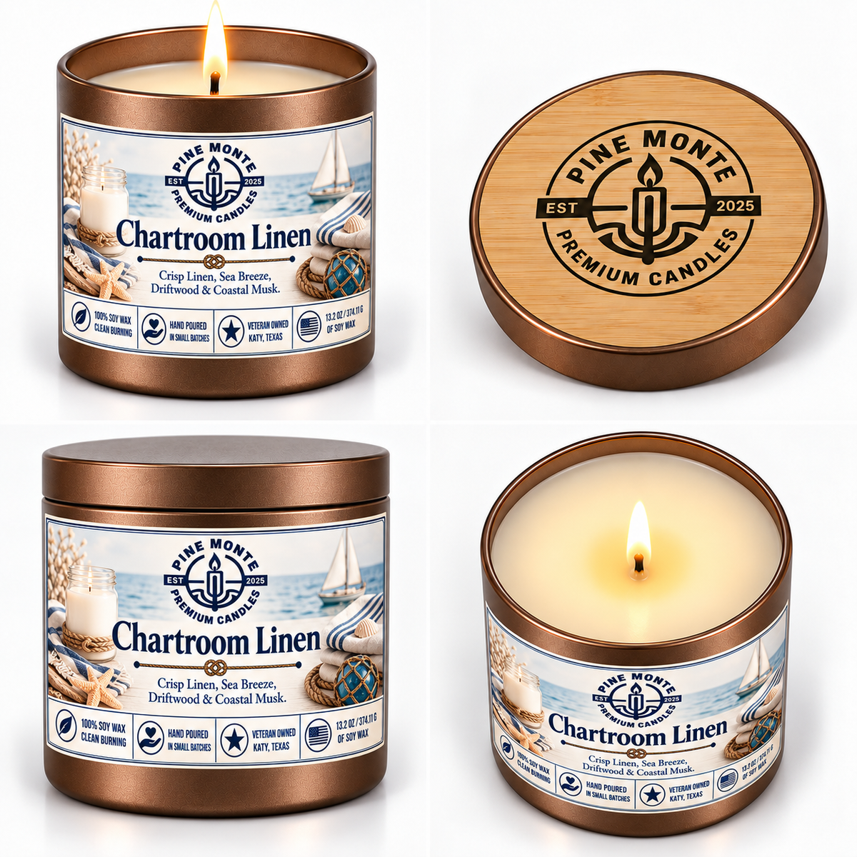 Chartroom Linen Soy Candle – Fresh Clean Linen Candle