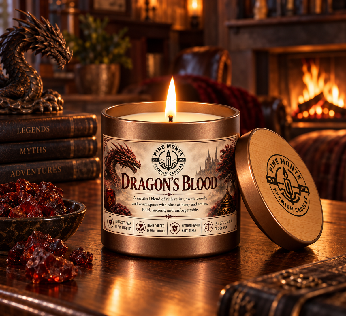 Luxury Dragon's Blood Soy Candle | Luxury Woodsy Candle