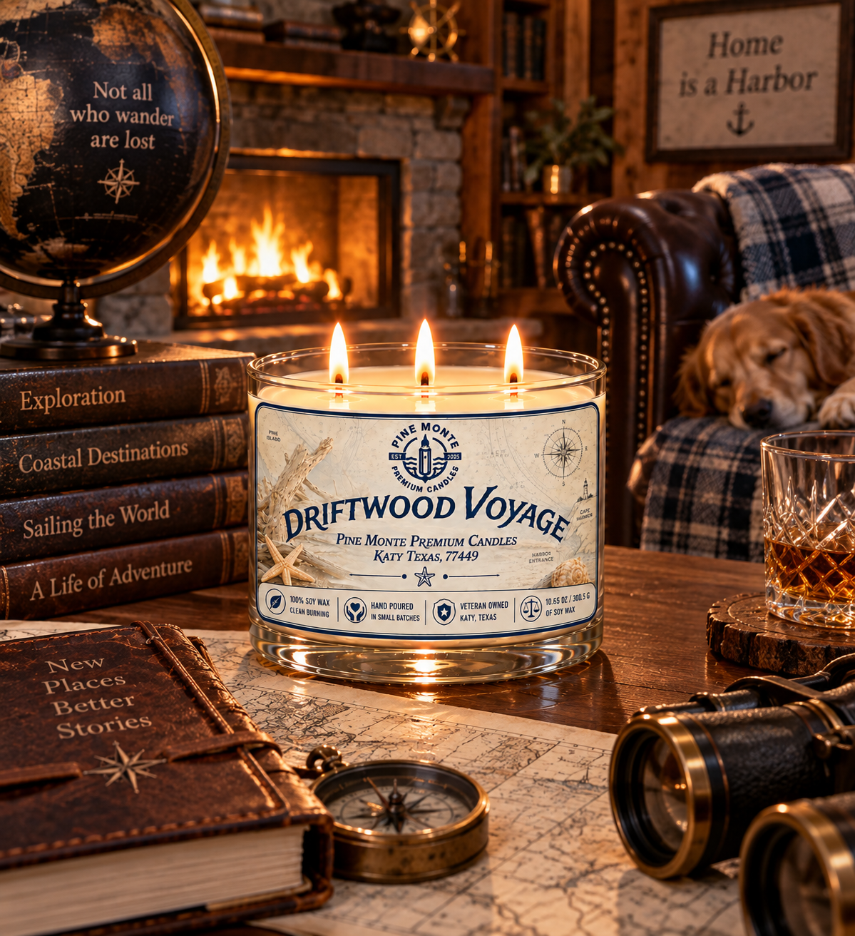 Luxury Driftwood Soy Candle | Coastal Wood Fragrance