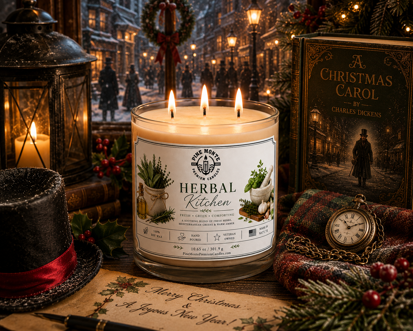 Herbal Kitchen Glow Soy Candle Basil Rosemary Clove Scented Candle
