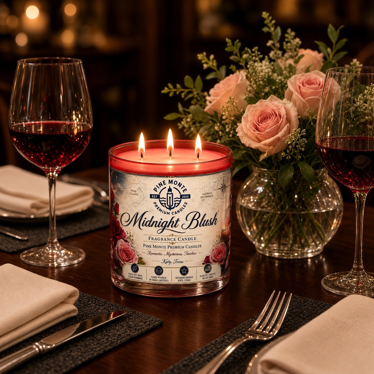Midnight Blush Soy Candle Romantic Luxury Home Fragrance Candle