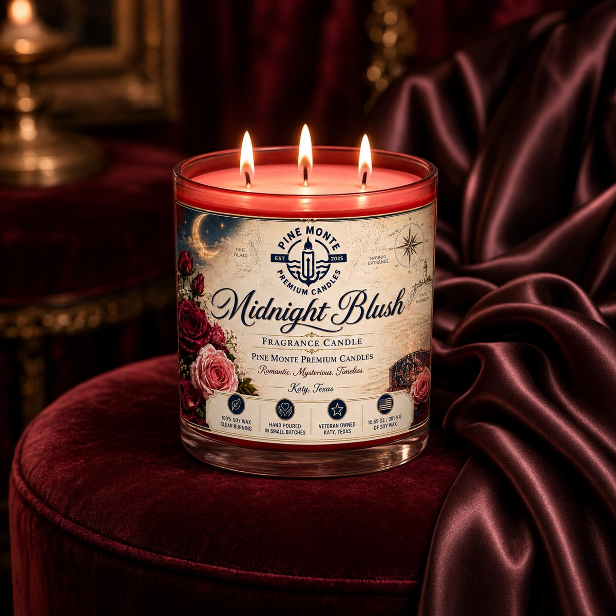 Midnight Blush Soy Candle Romantic Luxury Home Fragrance Candle