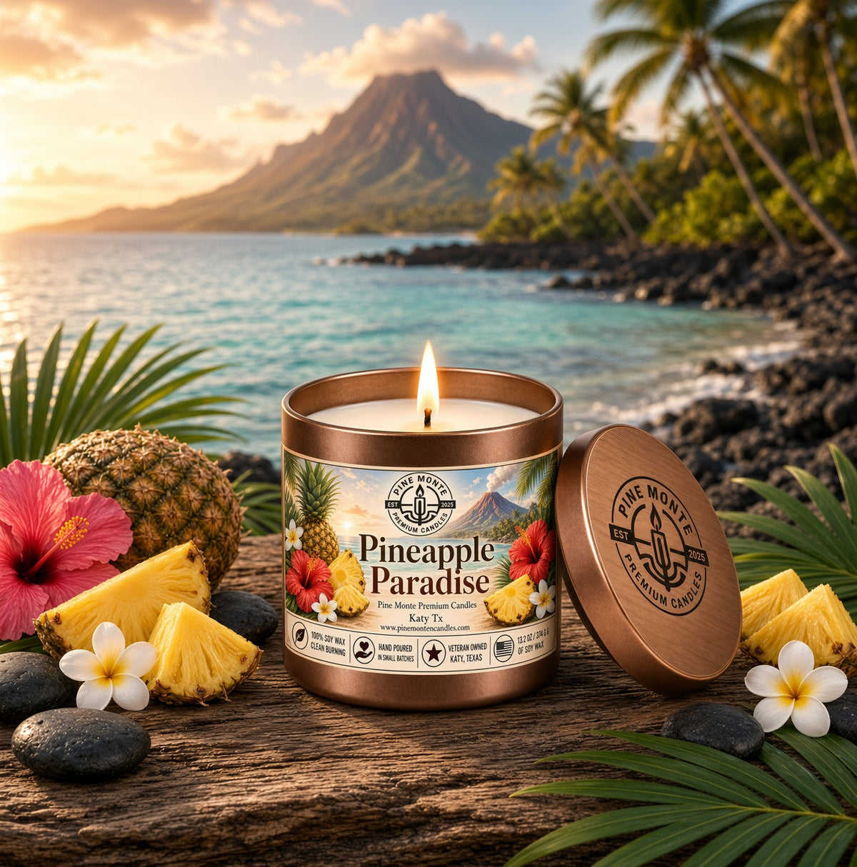 Pineapple Paradise Soy Candle 13.2 oz Tropical Luxury Scented Candle