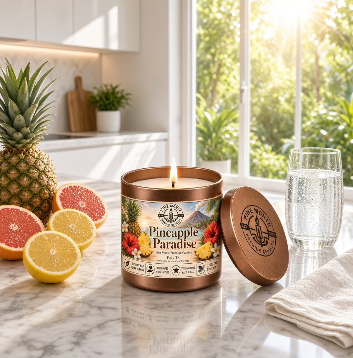 Pineapple Paradise Soy Candle 13.2 oz Tropical Luxury Scented Candle