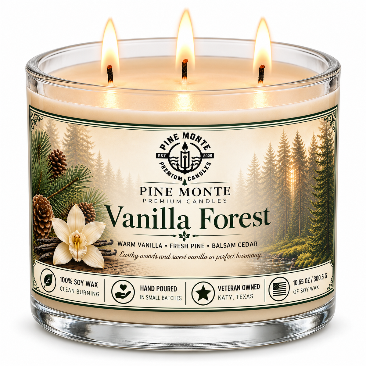 Vanilla Forest Soy Candle Cozy Vanilla Pine Luxury Scented Candle
