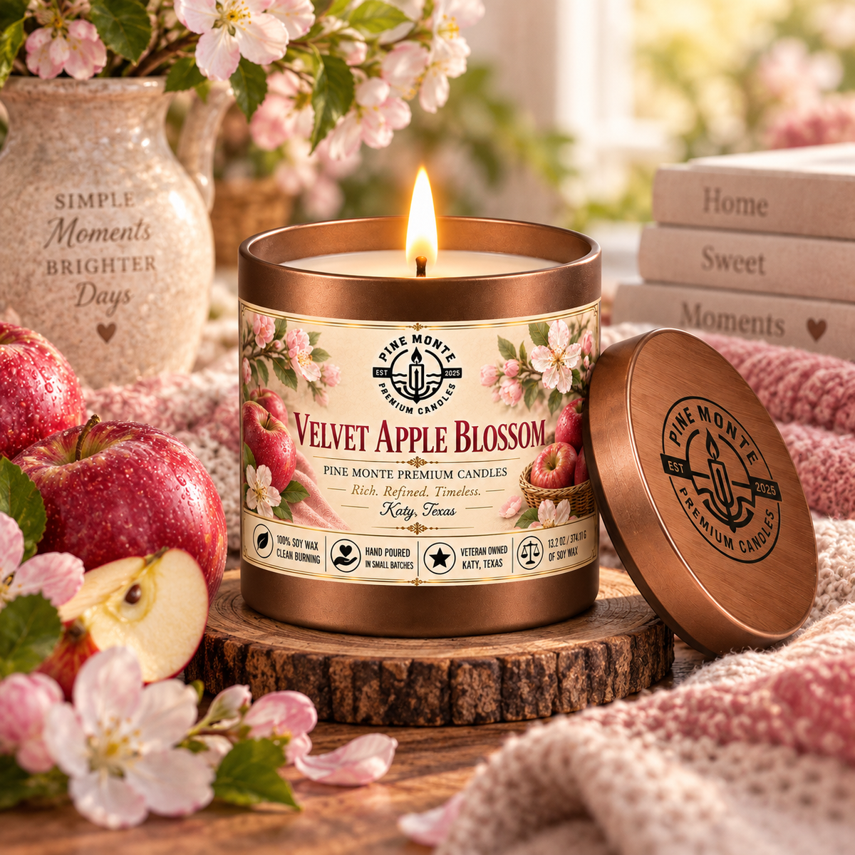 Velvet Apple Blossom Soy Candle Floral Fruity Scented Candle