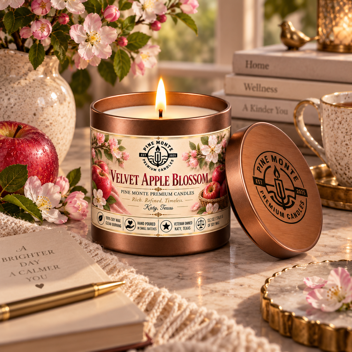 Velvet Apple Blossom Soy Candle Floral Fruity Scented Candle
