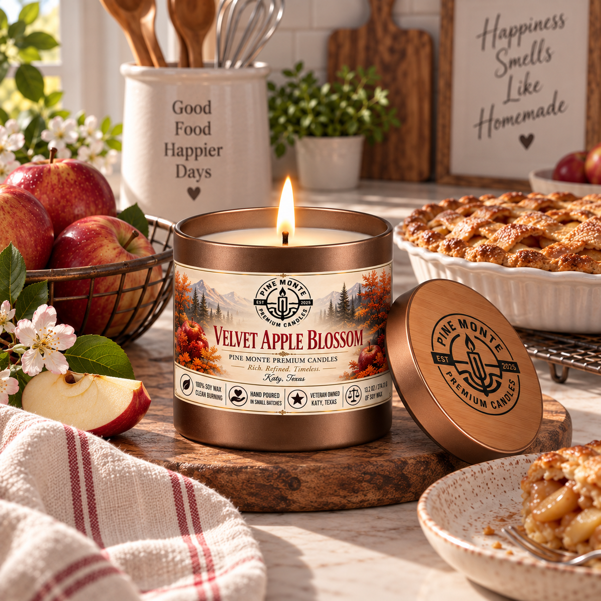 Velvet Apple Blossom Soy Candle Floral Fruity Scented Candle