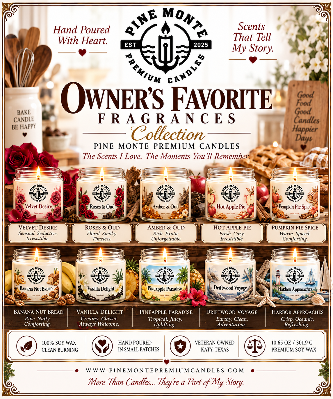 Owner's Favorite Fragrances Collection by Pine Monte Premium Candles