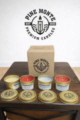custom letter F candle sample pack - choose 4 fragrances from Pine Monte premium soy candles
