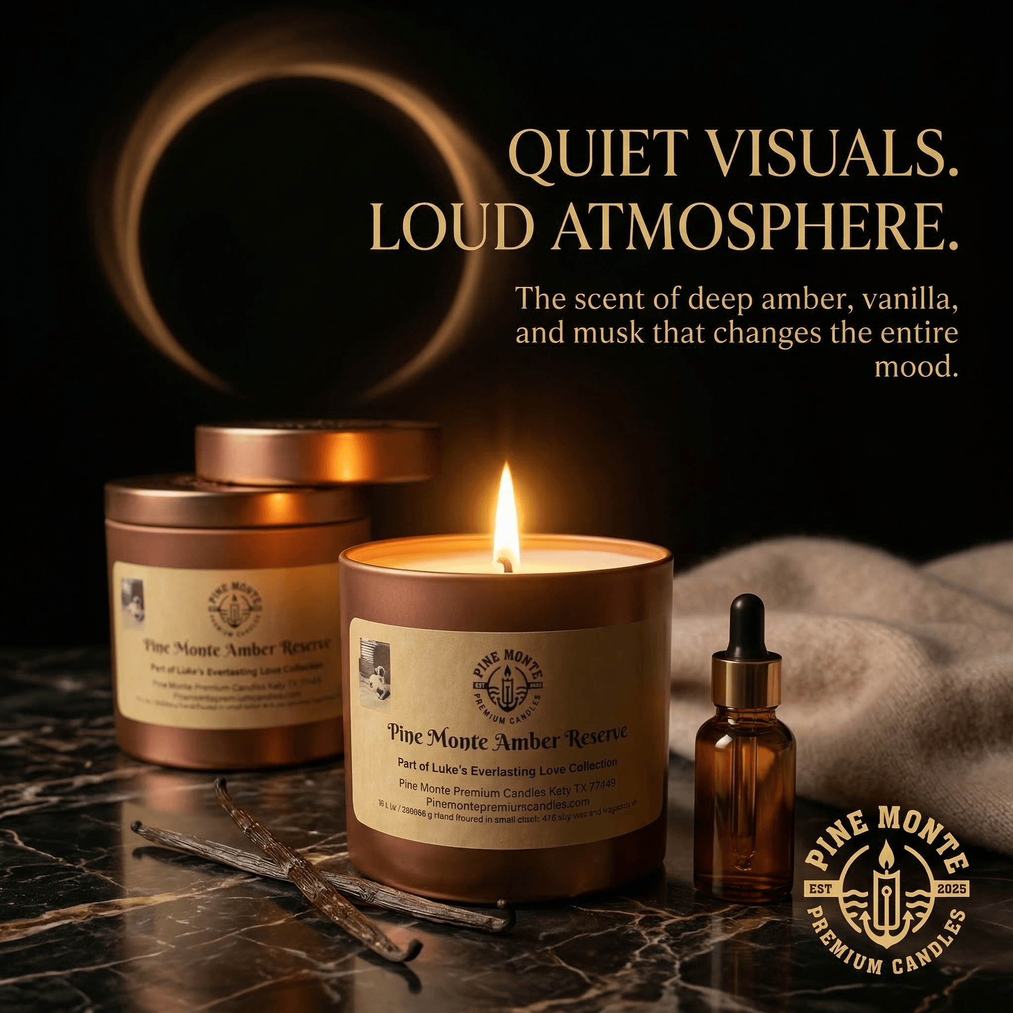  Amber Reserve Soy Candle e hand-poured soy candle creating elegant sensual atmosphere with timeless scent