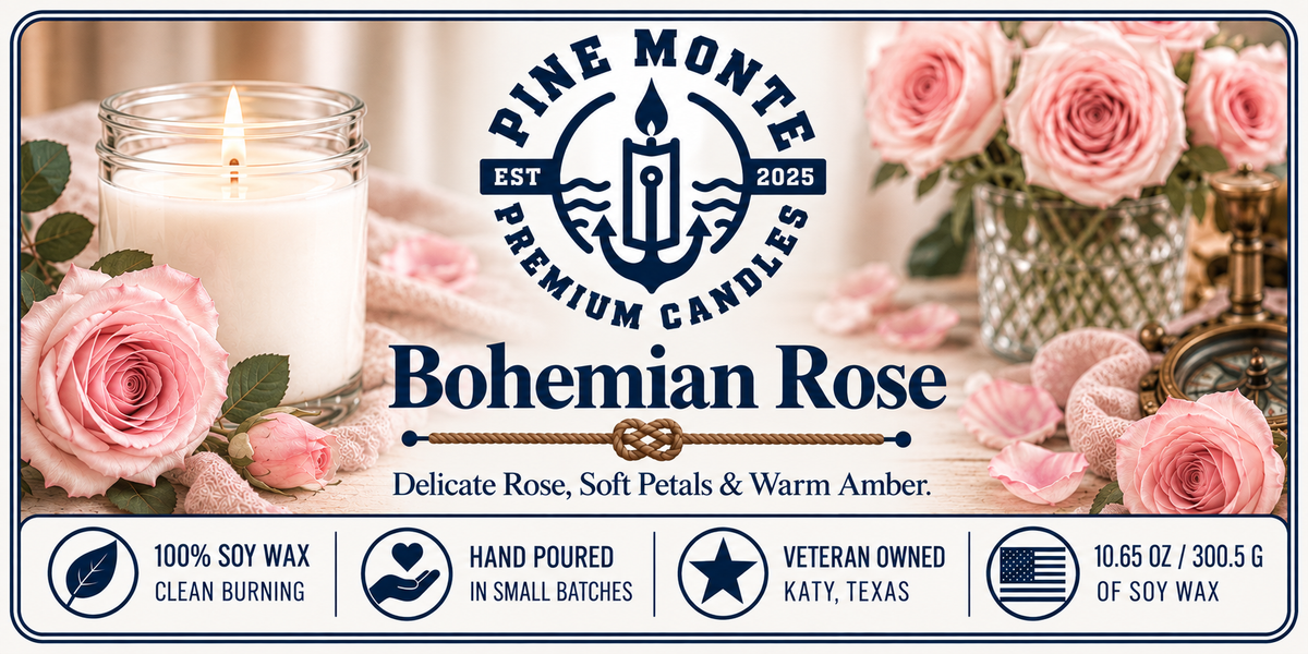 Bohemian Roses Soy Candle Romantic Floral Rose Luxury Scented Candle