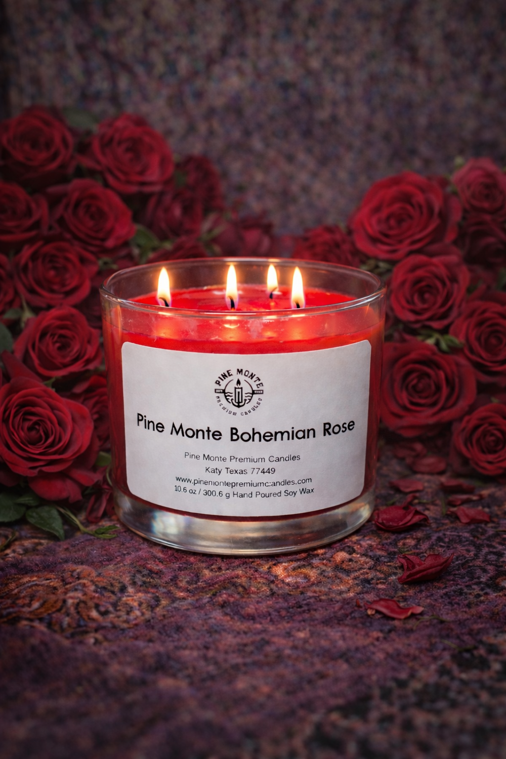 Bohemian Rose 3-Wick Soy Candle – Romantic Floral Rose Scent