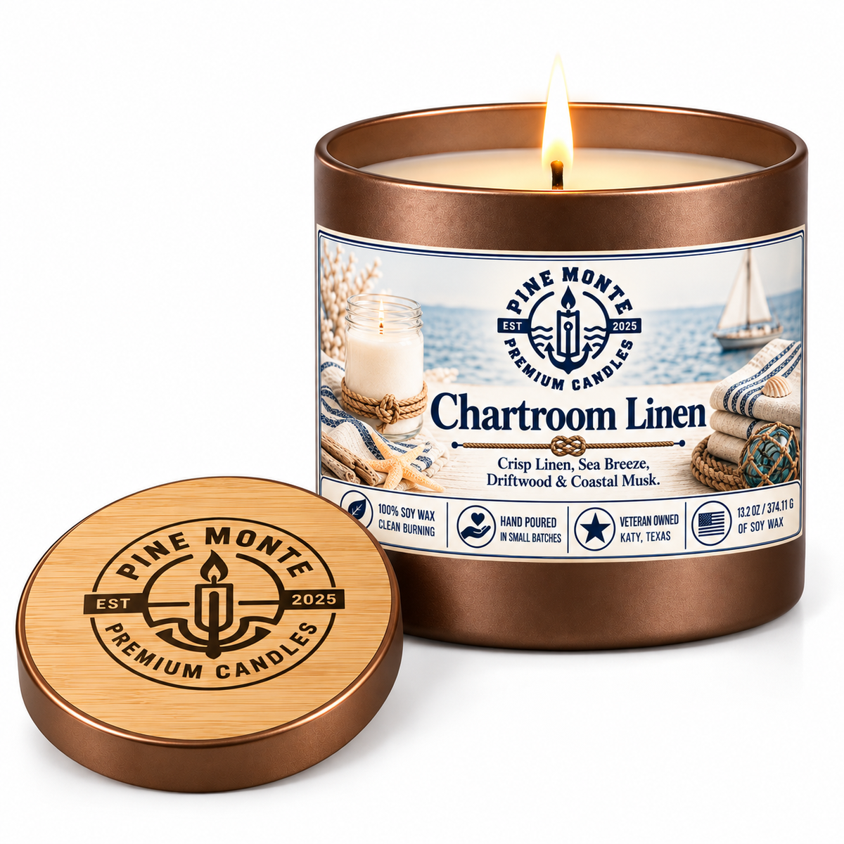 Chartroom Linen Soy Candle – Fresh Clean Linen Candle