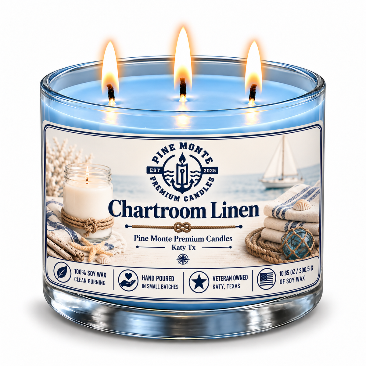 Chartroom Linen Soy Candle – Fresh Clean Linen Candle