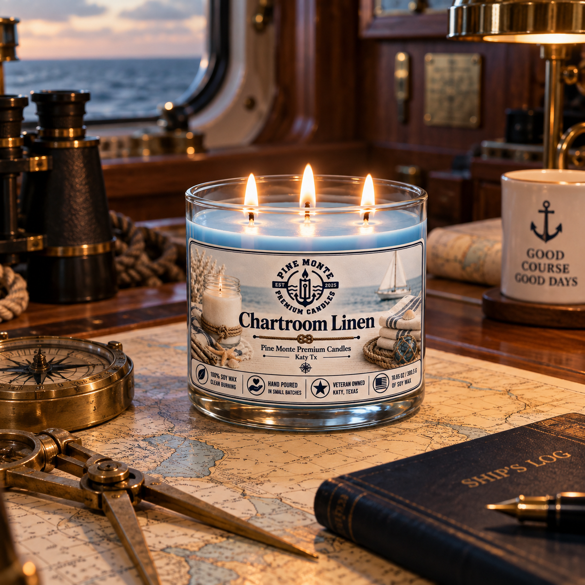 Chartroom Linen Soy Candle – Fresh Clean Linen Candle