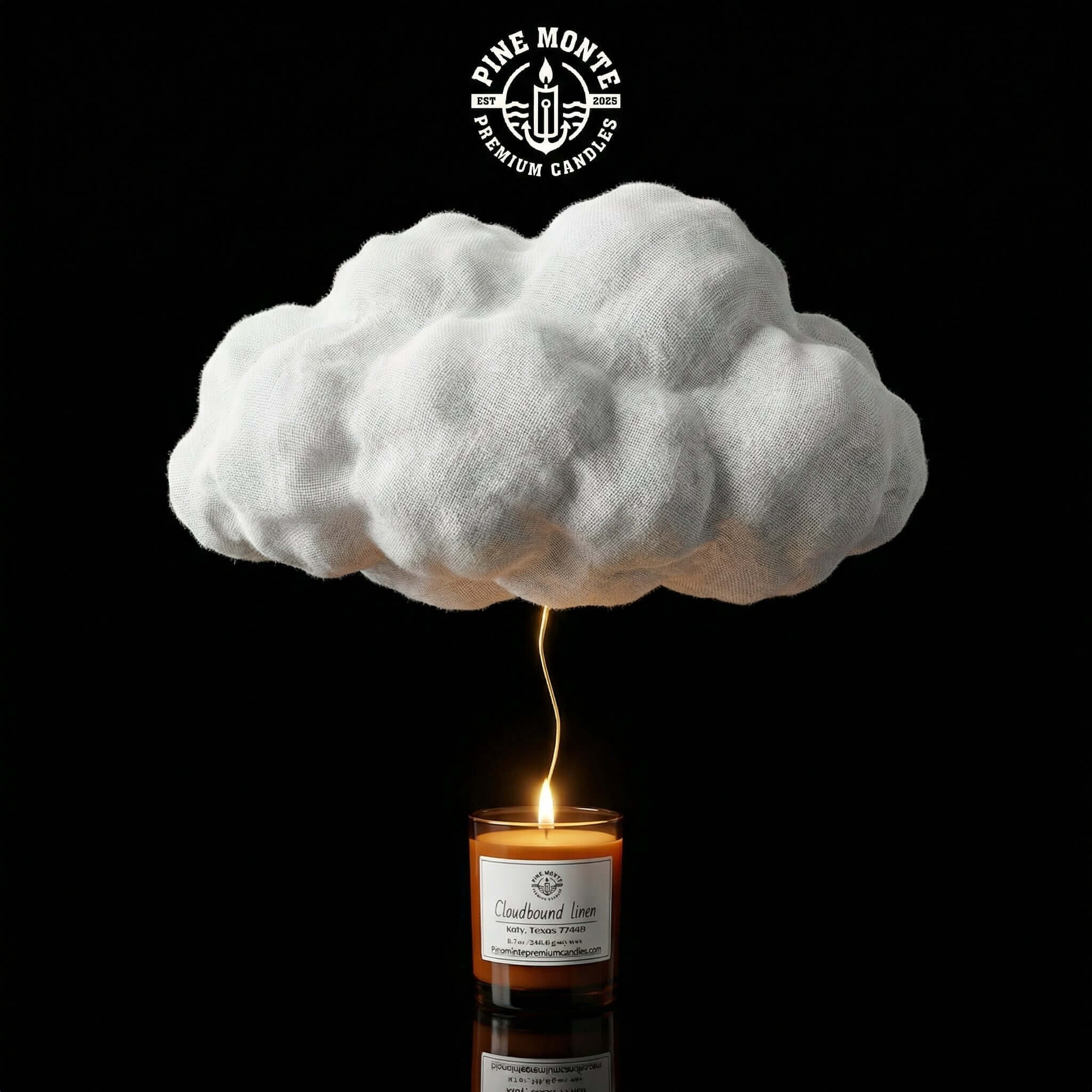 cloudbound linen soy candle creating peaceful inviting atmosphere with soft linen purity