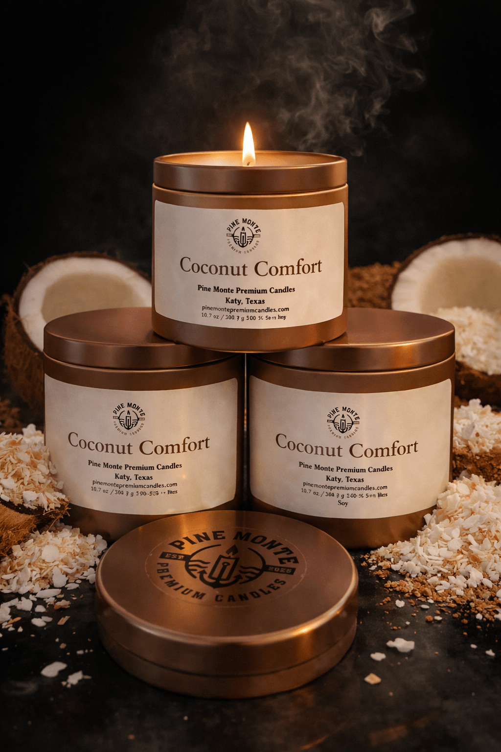 Coconut Comfort Soy Candle  Warm Coconut Luxury Candle | Pine Monte Premium Candles