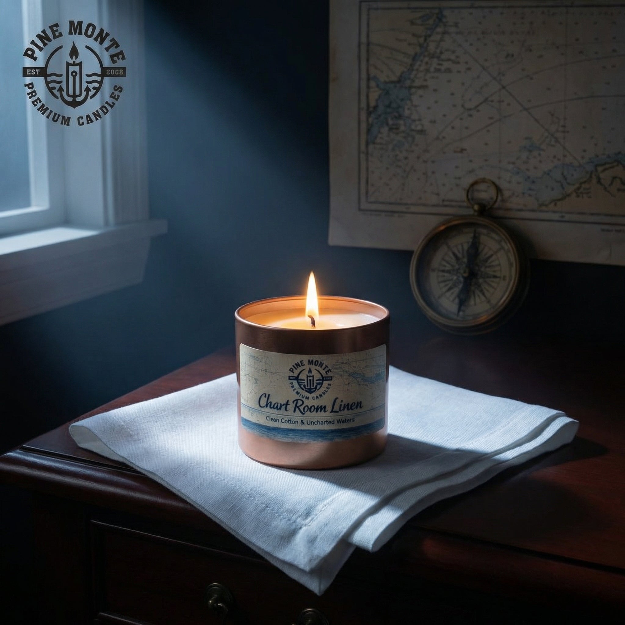 Chartroom Linen Soy Candle – Clean Nautical Fresh Scent