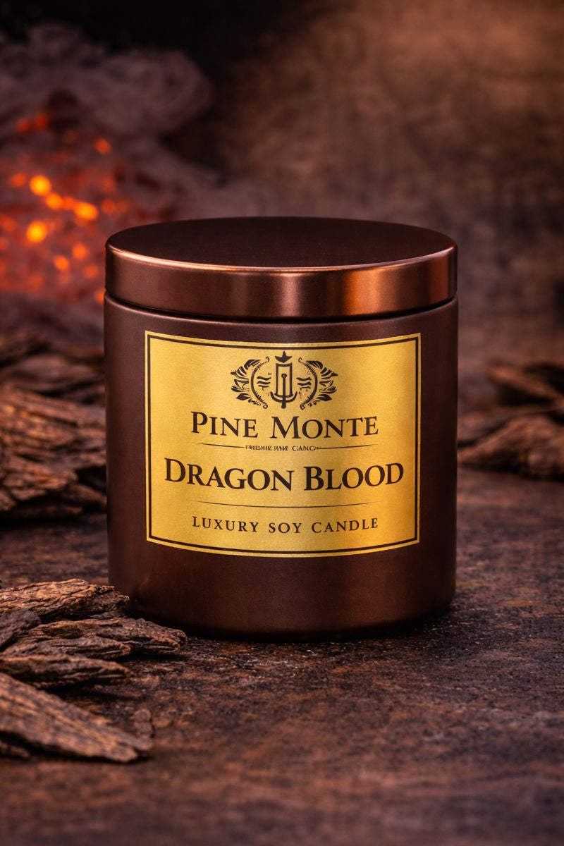 Dragons Blood Premium Soy Wax Rose Scented Candle | Pine Monte
