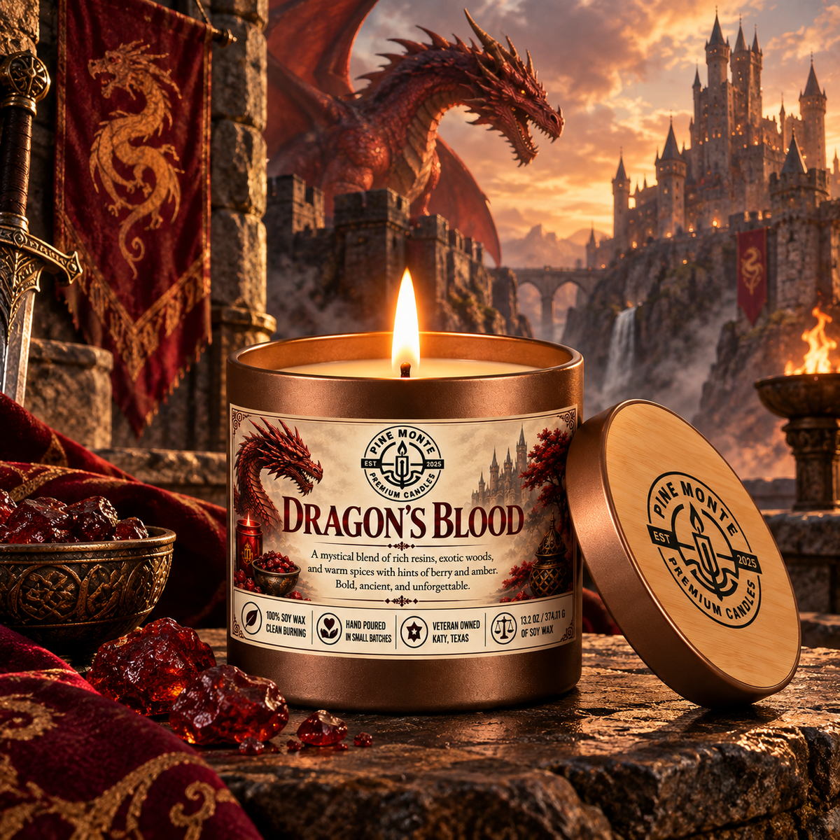 Luxury Dragon's Blood Soy Candle  | Luxury Woodsy Candle