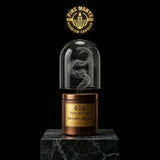 Luxury Dragon's Blood Soy Candle with warm glow revealing ancient amber fragrance secrets