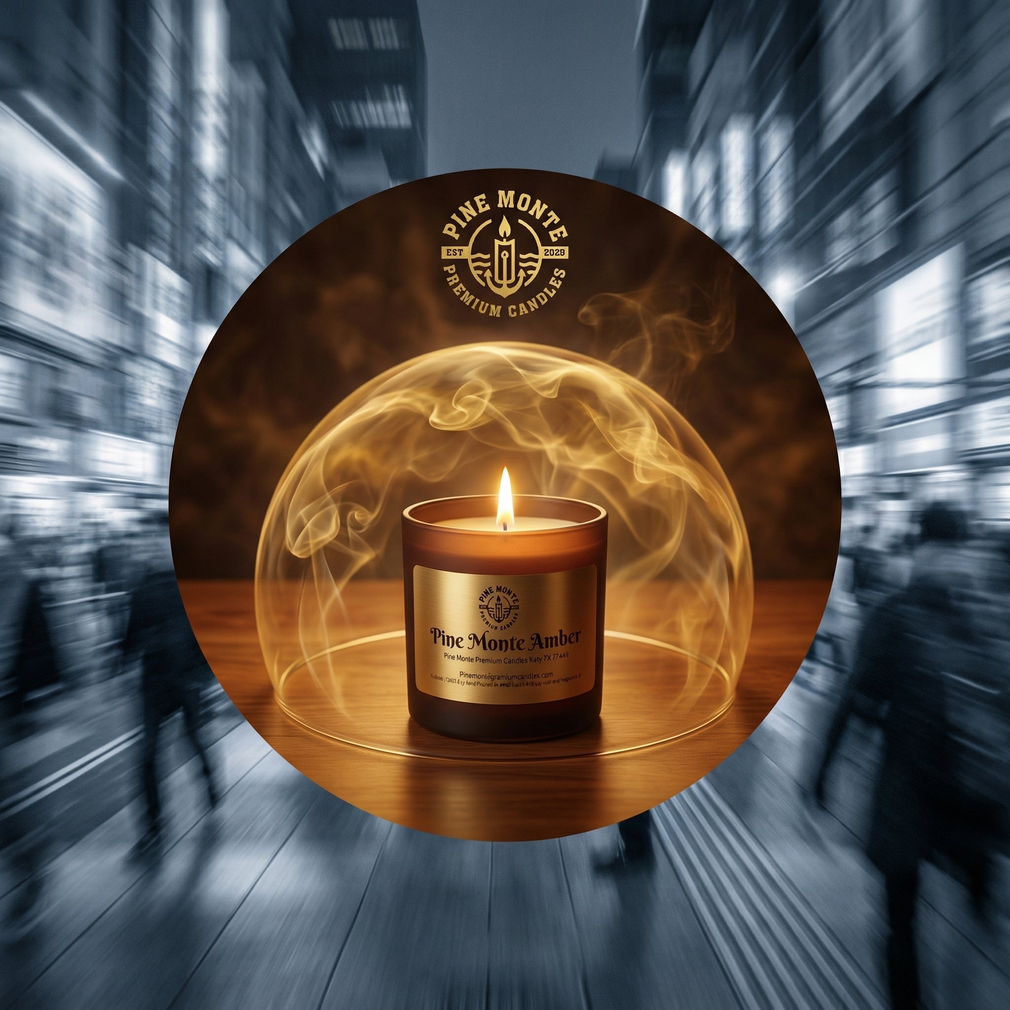 Pine Monte Amber 11.6 oz Candle Tin | Rich Warm Amber Soy Wax | Hand-Poured Luxury