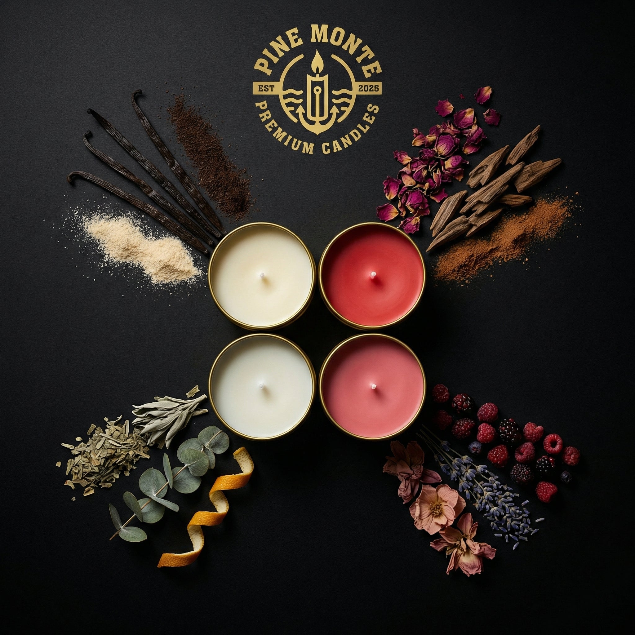 Custom Letter F Candle – Sample Pack (Four 4 oz Candles) | Pine Monte Premium Candles