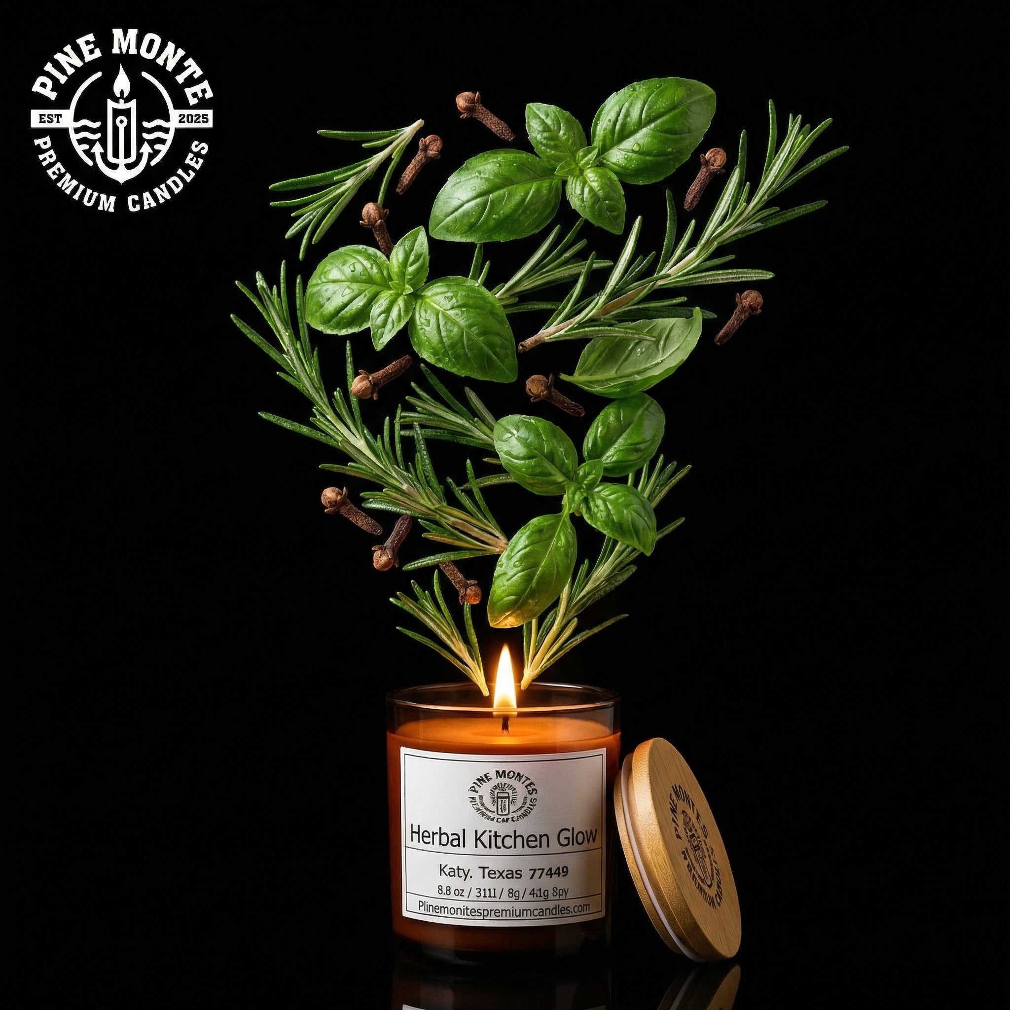 8.2 oz Herbal Kitchen Glow – Hand-Poured Kitchen Candle | Basil, Rosemary & Cloves
