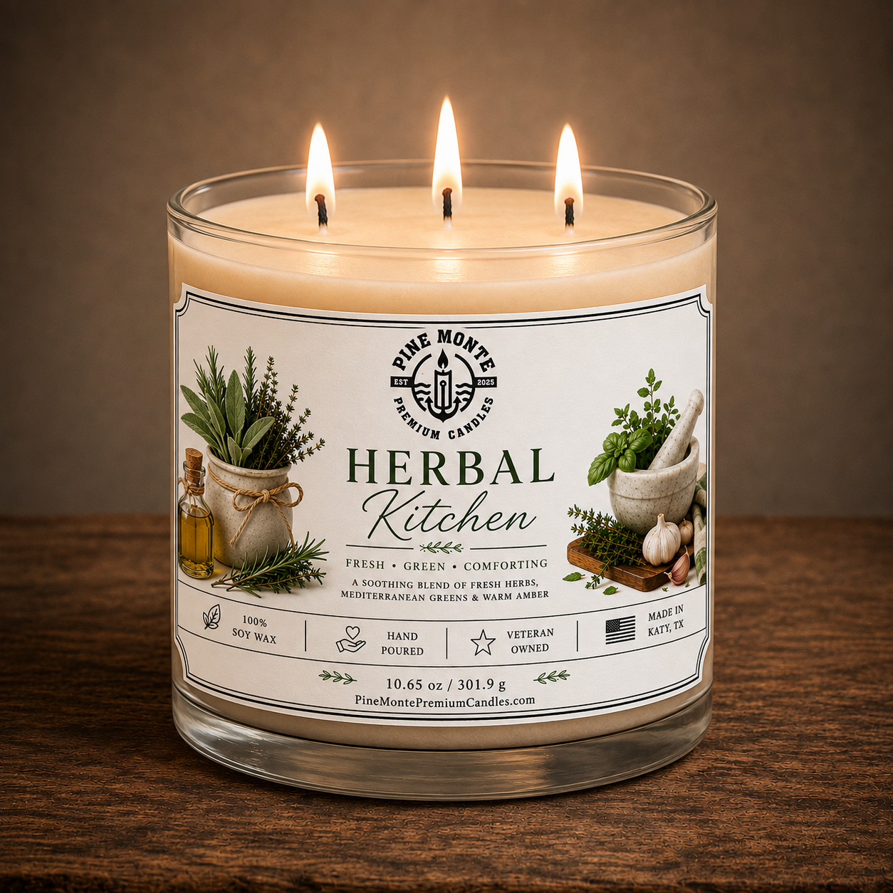 Herbal Kitchen Glow Soy Candle Basil Rosemary Clove Scented Candle