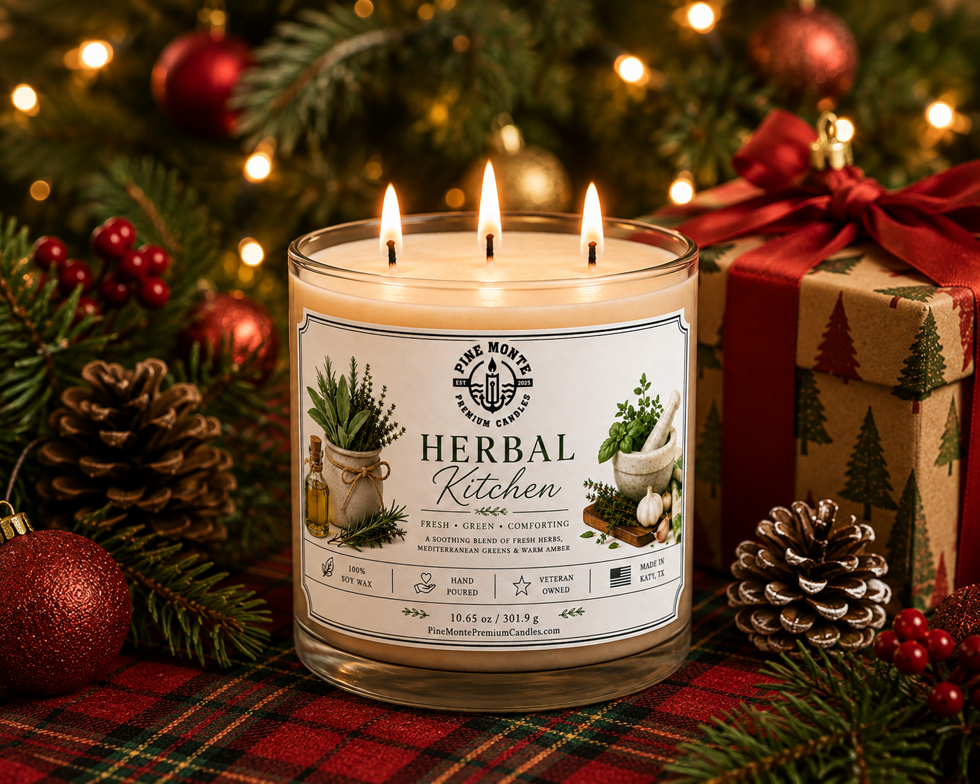 Herbal Kitchen Glow Soy Candle Basil Rosemary Clove Scented Candle