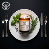 herbal kitchen glow soy candle creating cozy sophisticated ambiance with herb-kissed fragrance