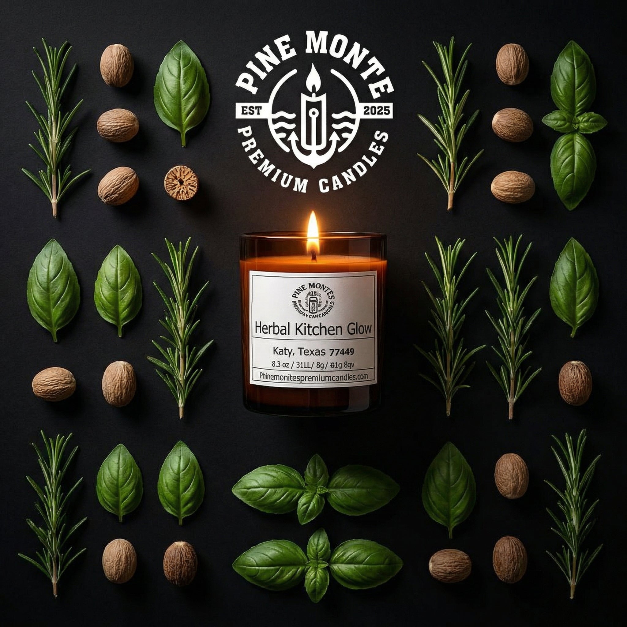 8.2 oz Herbal Kitchen Glow – Hand-Poured Kitchen Candle | Basil, Rosemary & Cloves