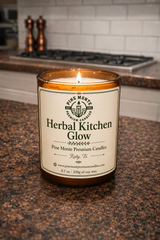 Herbal Kitchen Glow Soy Candle Basil Rosemary Clove Scented Candle