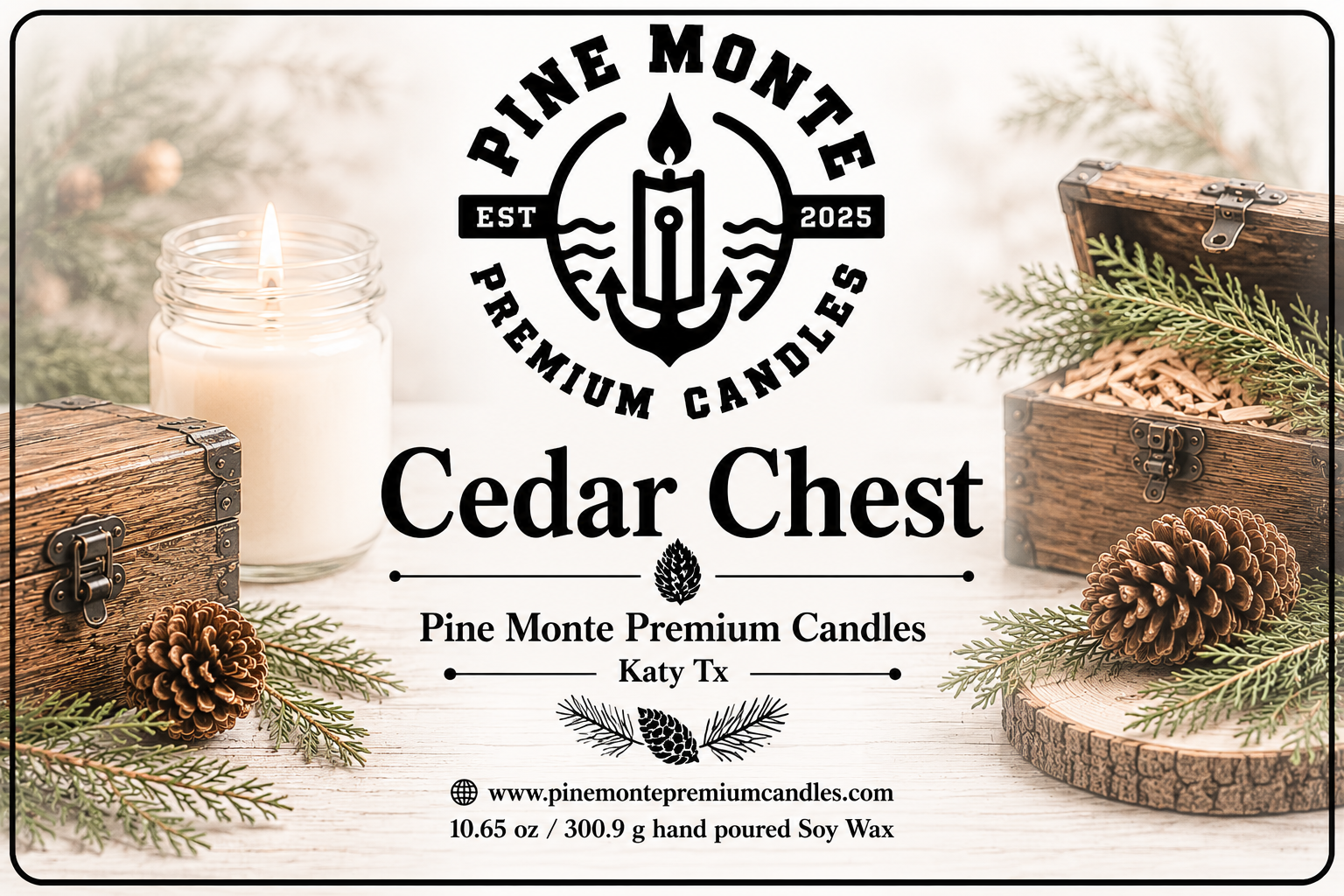 Cedar Chest 3 Wick Soy Candle Classic Cedarwood Luxury Scented