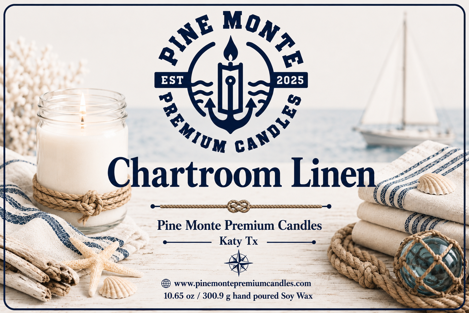 Chartroom Linen Soy Candle – Fresh Clean Linen Candle