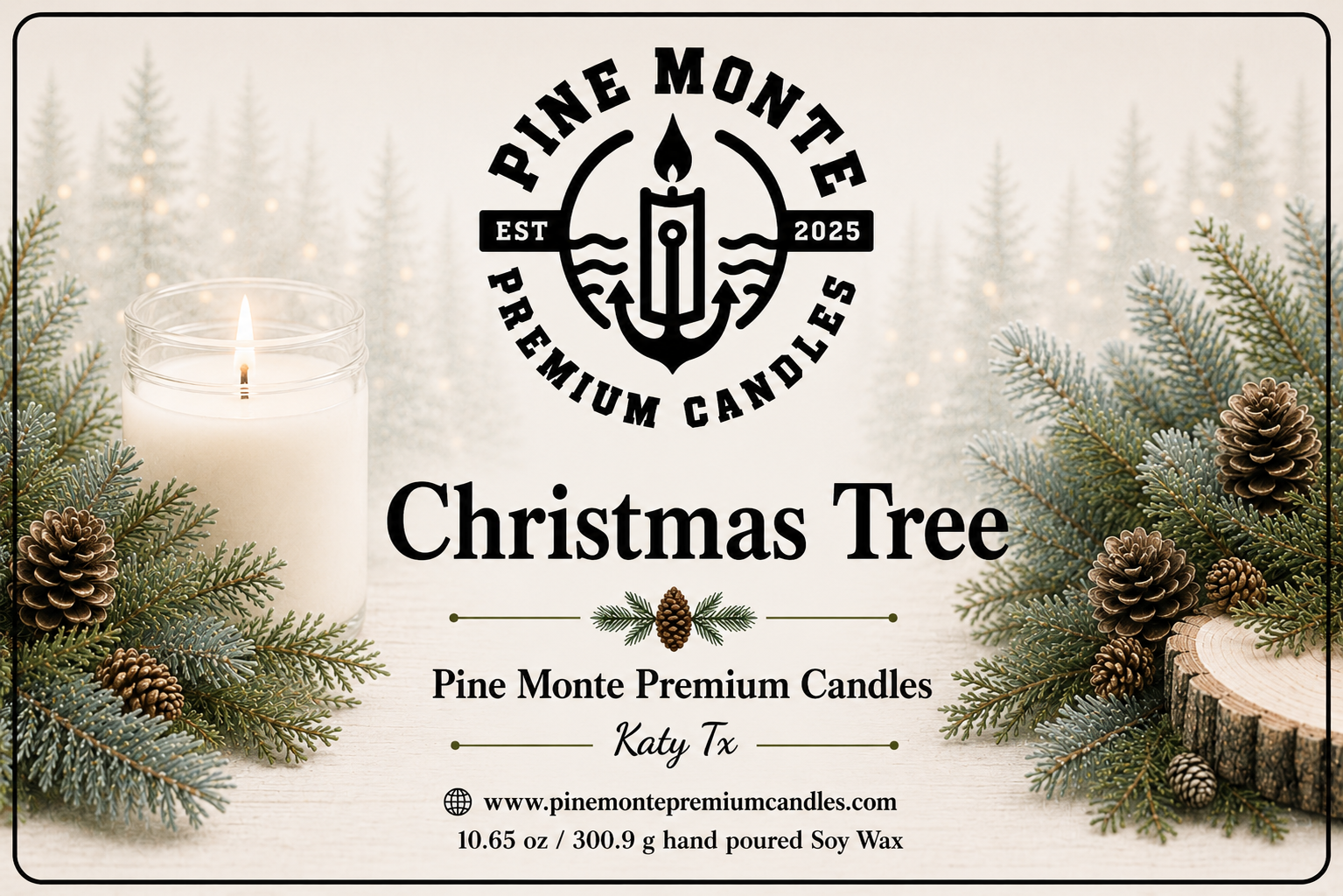 Christmas Tree Soy Candle Fresh Evergreen Holiday Scented