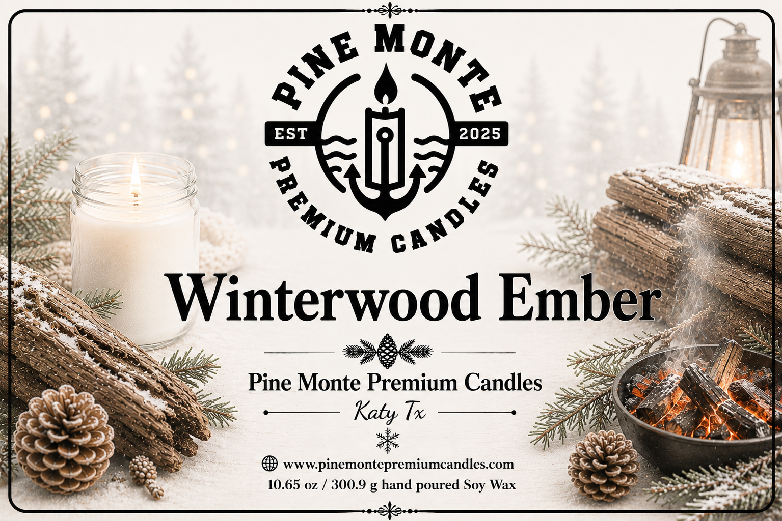 Winterwood Ember Soy Candle Cozy Woodsy Winter Luxury Scented Candle