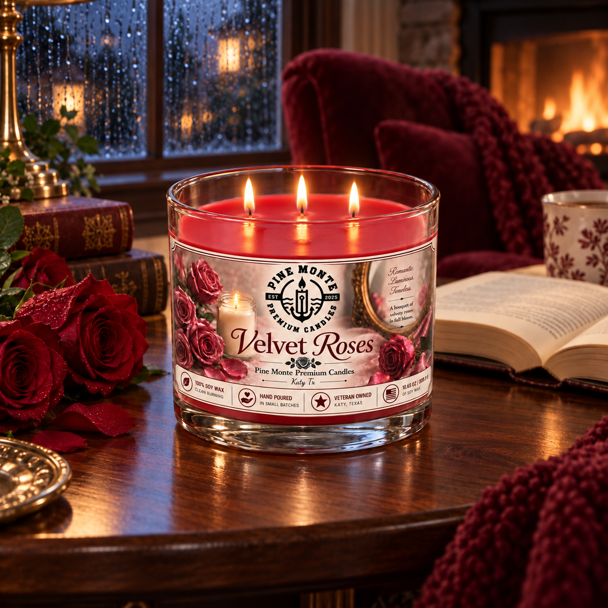 Velvet Roses Soy Candle – Romantic Floral Luxury Candle